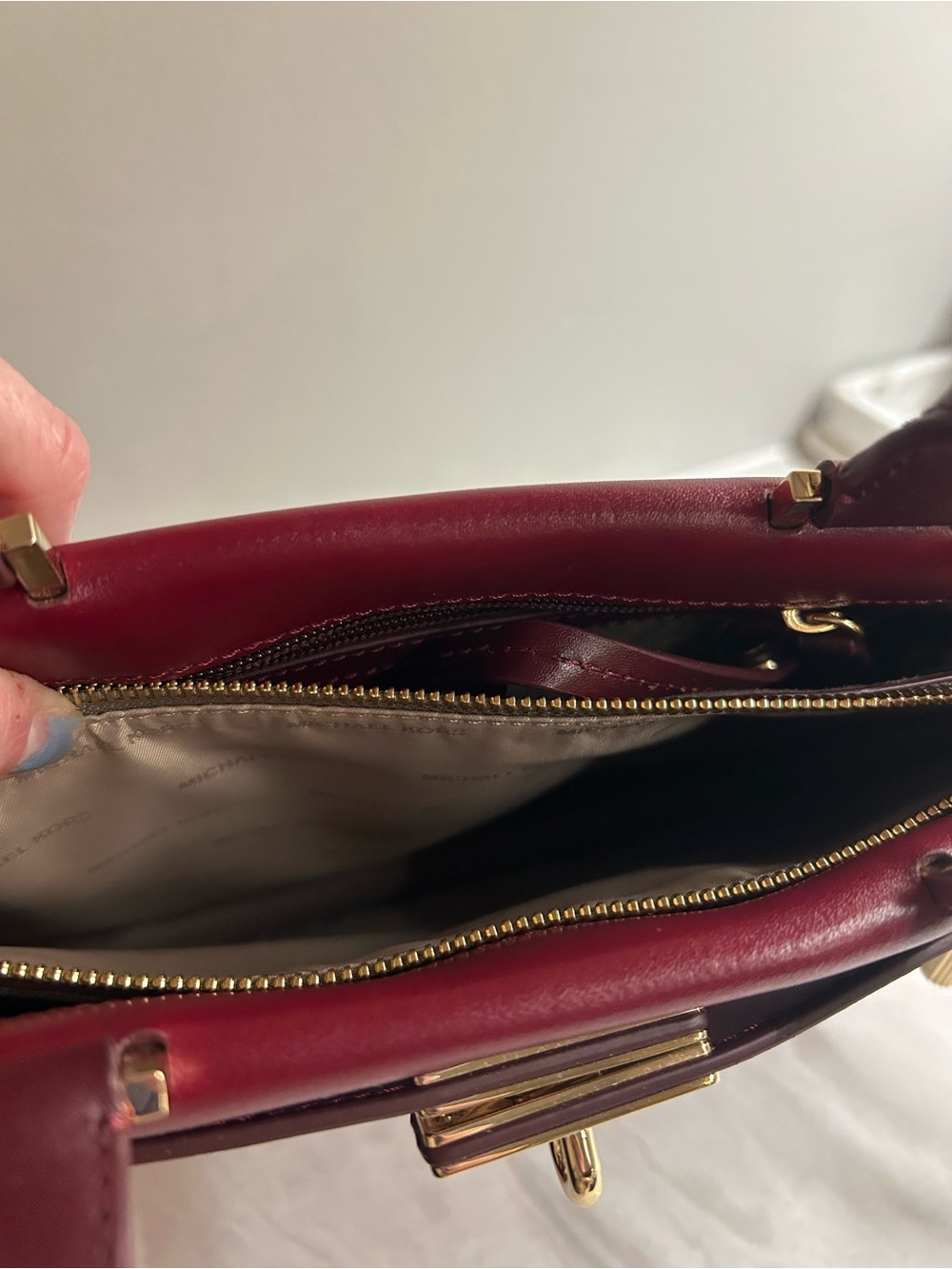 Michael Kors Burgundy Satchel with Red Card Wallet - Picture 10 of 16